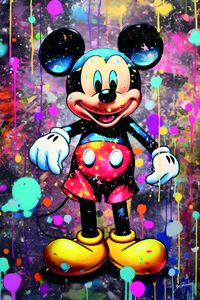 Glasbild Micky Maus